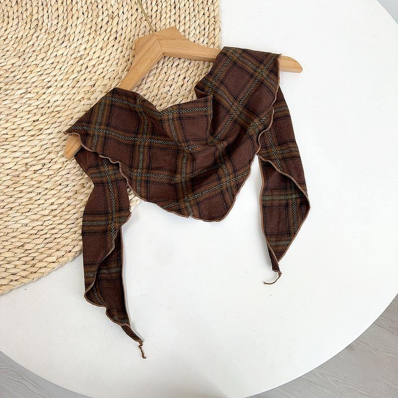 35*110cm Small Triangle Scarf Neck Protection Versatile Women Soft Plaid Handkerchief Ladies Foulard Hijab