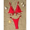 Solid Color Strappy Backless Sexy Women Two Piece Bikini Swimwear