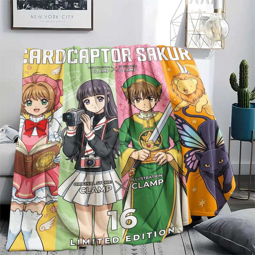 1PC Cardcaptor Sakura Patterned Flannel Blanket Suitable For All Seasons For Home Decor Warmth And Comfort Gifts Holiday Present
