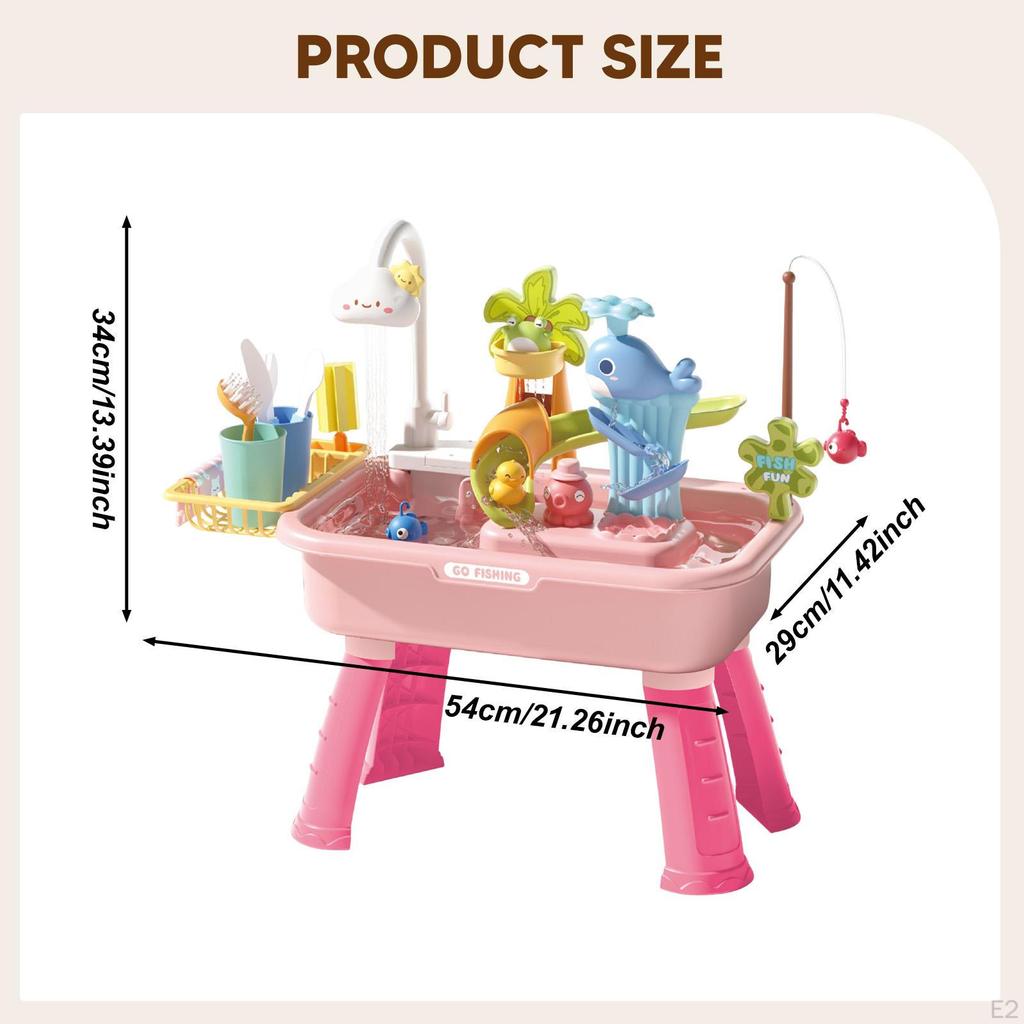 Playset Cooking Pretend Dishwashing Electric Water Circulation Fishing Game Sensory Play Toy