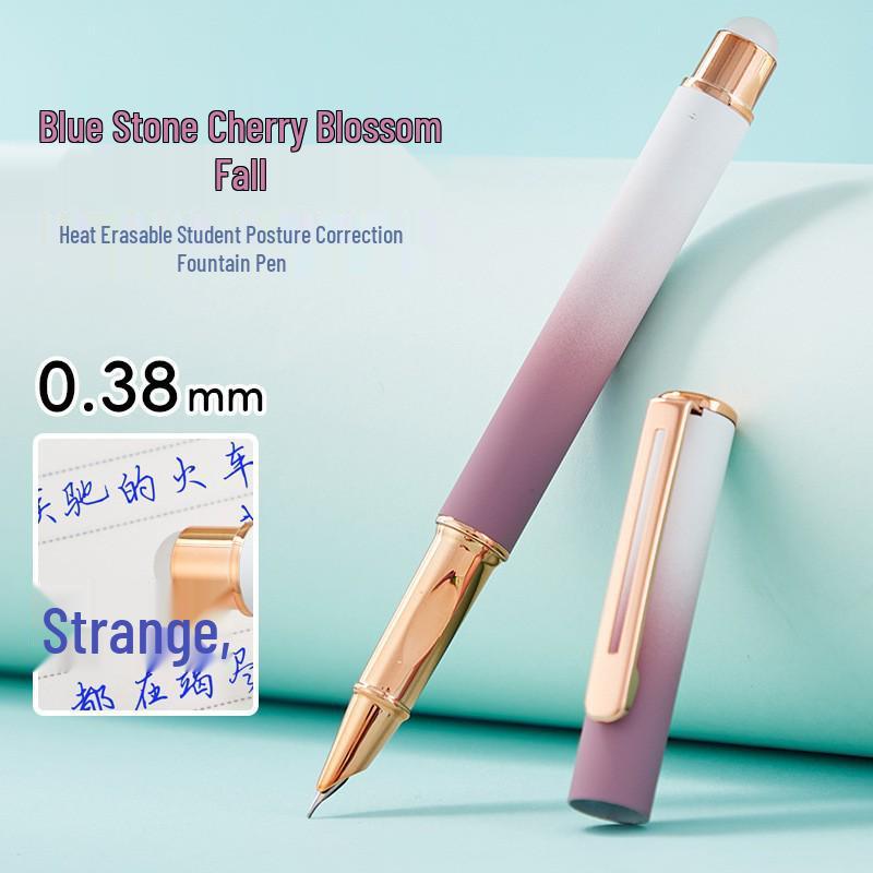 Refillable Ergonomic Fountain Pen for Students - Transparent Colored Plastic Design