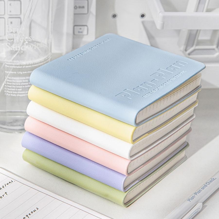 Cube Notebook Plan Book Portable Size Mild Color Soft PU Cover Grid & Blank Page 80 Sheets Diary Memo Office School