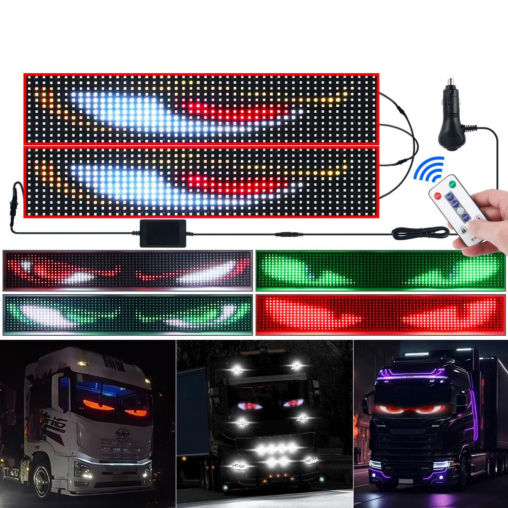 Truck Car Devil Eye LED Pixel Panel Light Matrix Pixel Panel Soft Foldable Lighting Scrolling for Truck Remote Control 12V 24V