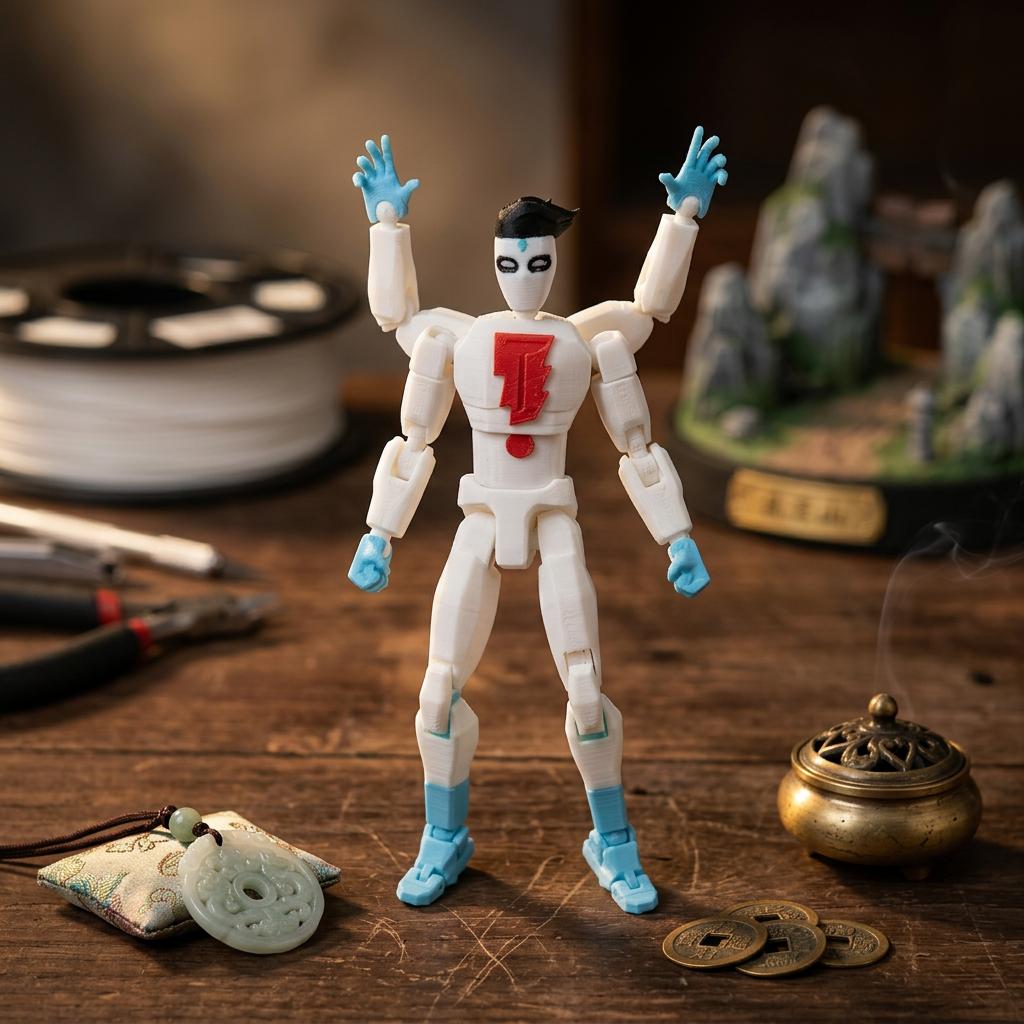 3D Printed Action Figure 13 Joints Posable Model DIY Assembly Decoration For Game Enthusiasts Mad Mark белый