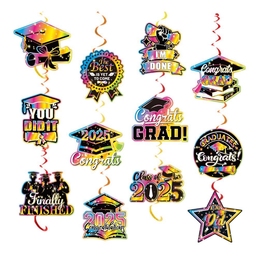 Celebrate 2025 Graduation Banner Paper Graduation Spiral Hanging Decor Classmates