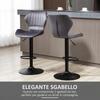 Set of 2 Height-Adjustable Bar Stools with Ergonomic Seat and Footrest, Tall Stools in Velvet Effect and Metal, 47x51.5x92-114 cm, Grey