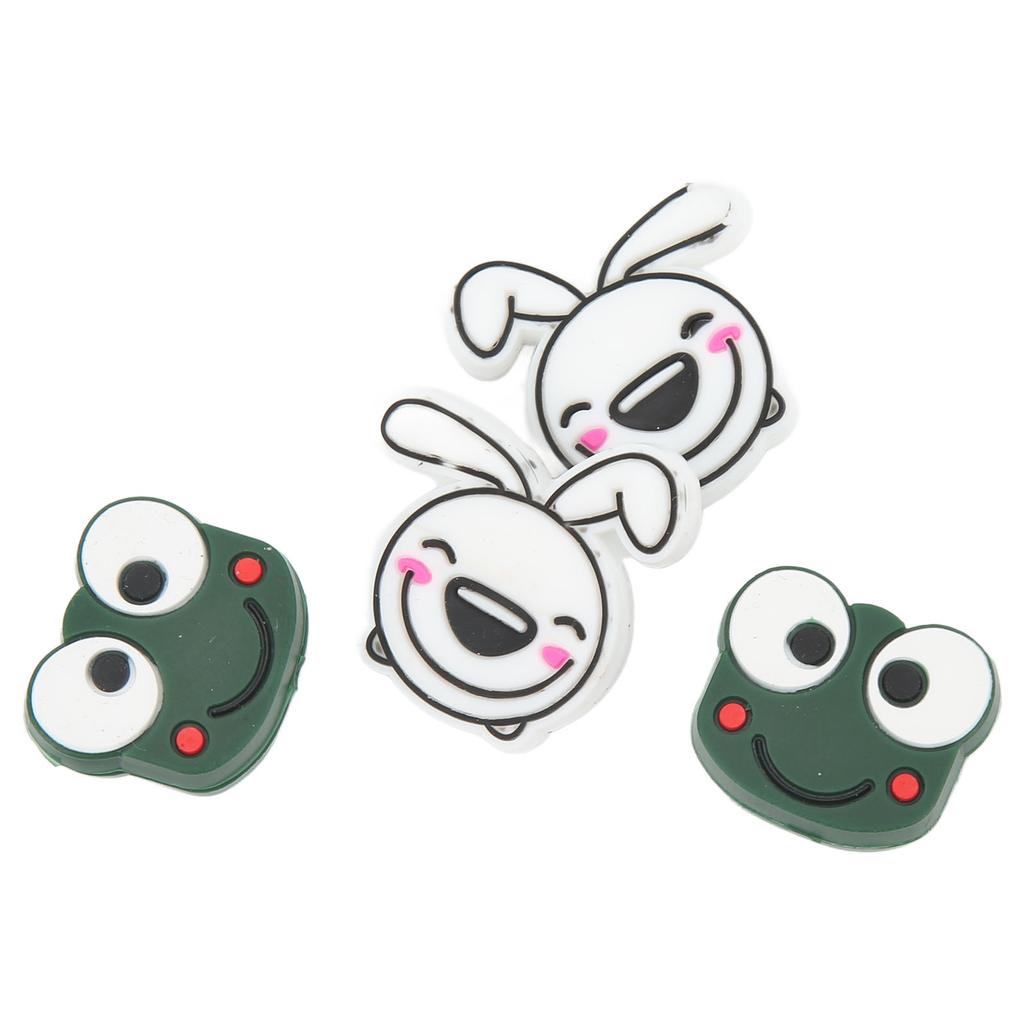 4 PCS Tennis Racket Vibration Dampener Cartoon Animal Shape Tennis Shock Absorber Frog 2.2cm 0.9in Rabbit 2.8cm 1.1in