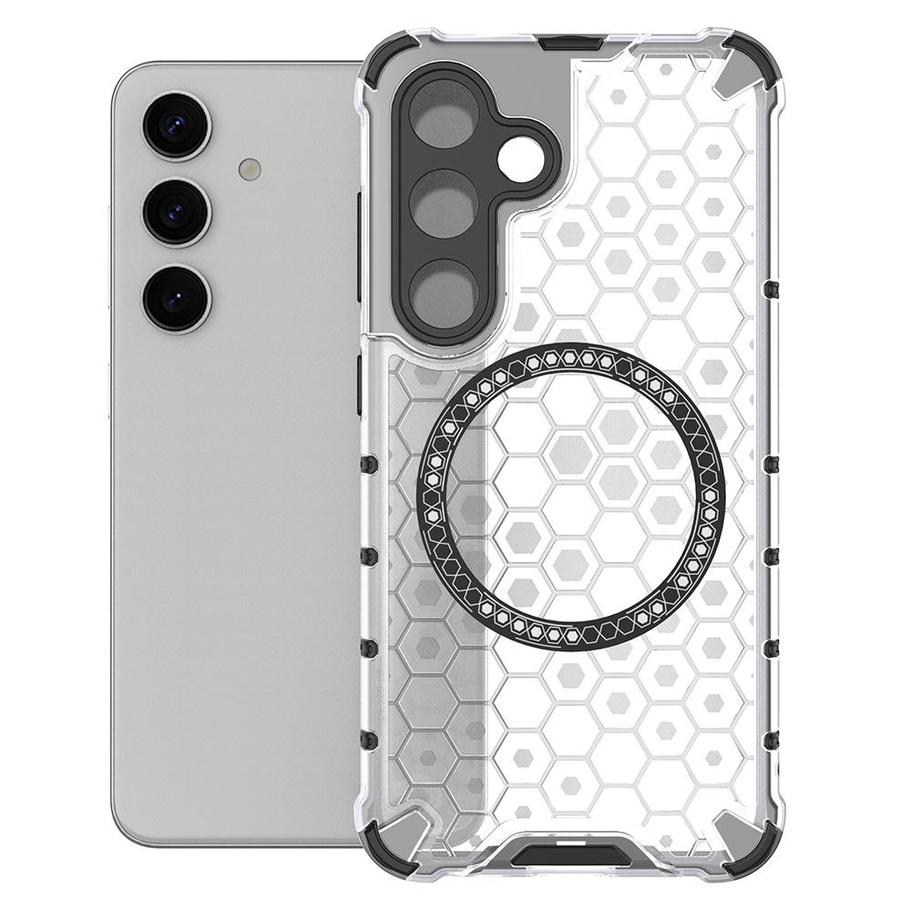 For Samsung Galaxy S25 Case Compatible with MagSafe Honeycomb Design TPU+PC Phone Cover