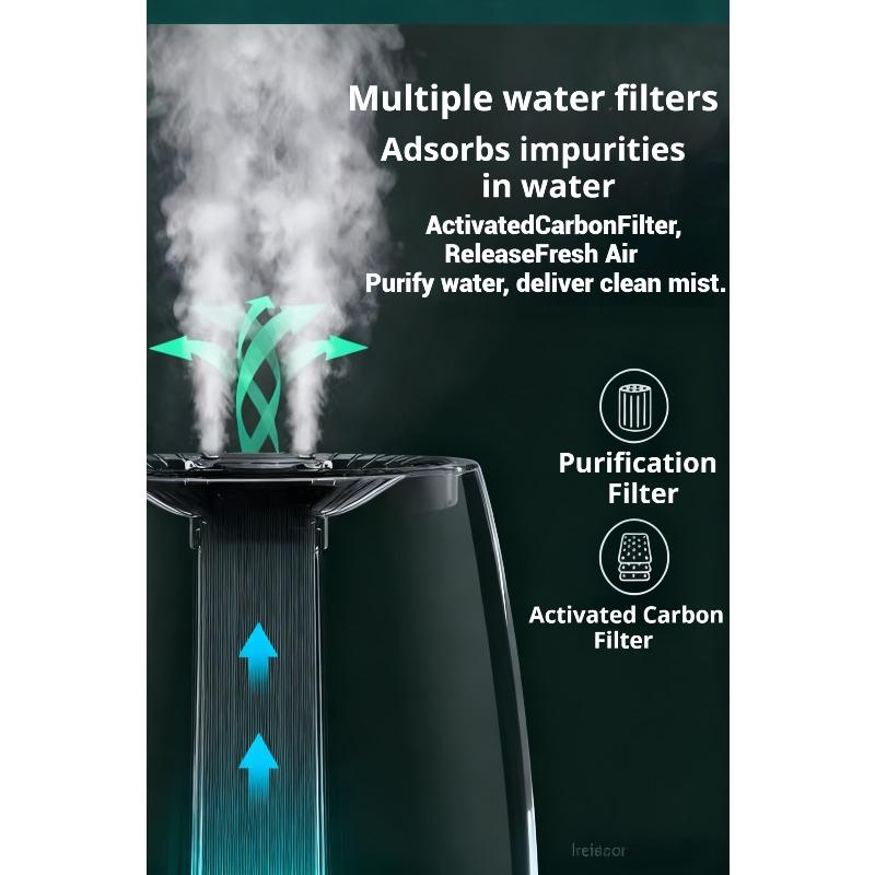 Air Humidifier, Compact Ultrasonic, High Mist Output, Adjustable Mist Intensity, UV Germicidal Lamp