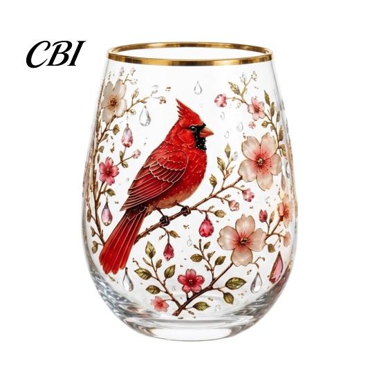 Patterned Translucent Glass Cup, Egg Shape Clear Lead-Free Crystal Enamel Painted Golden Rim Water Cup Vintage Drinking Tumbler, Large Capacity