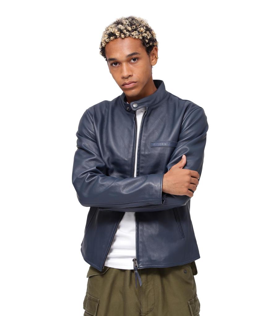 AVIREX Sheep Single Riders Size F Web Depot Exclusive Men's Jacket, 120, Navy, 783-4950023, &