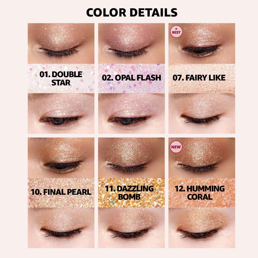 COLORGRAM Milk Bling Shadow Liquid Eyeshadow with and Korean Makeup 01 (1 pc) - Glitter, Glitter, -