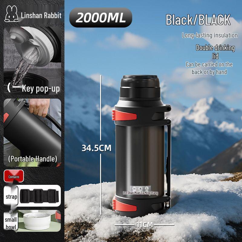Men's 304 Stainless Steel Thermos Flask: Large Capacity, Portable Water Bottle for Outdoor Travel