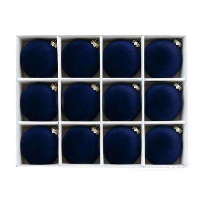 3.1inch Velvet Christmas Ornaments Balls Flocked Christmas Tree12PCS Plastic Balls Xmas Hanging Ornaments Decoration