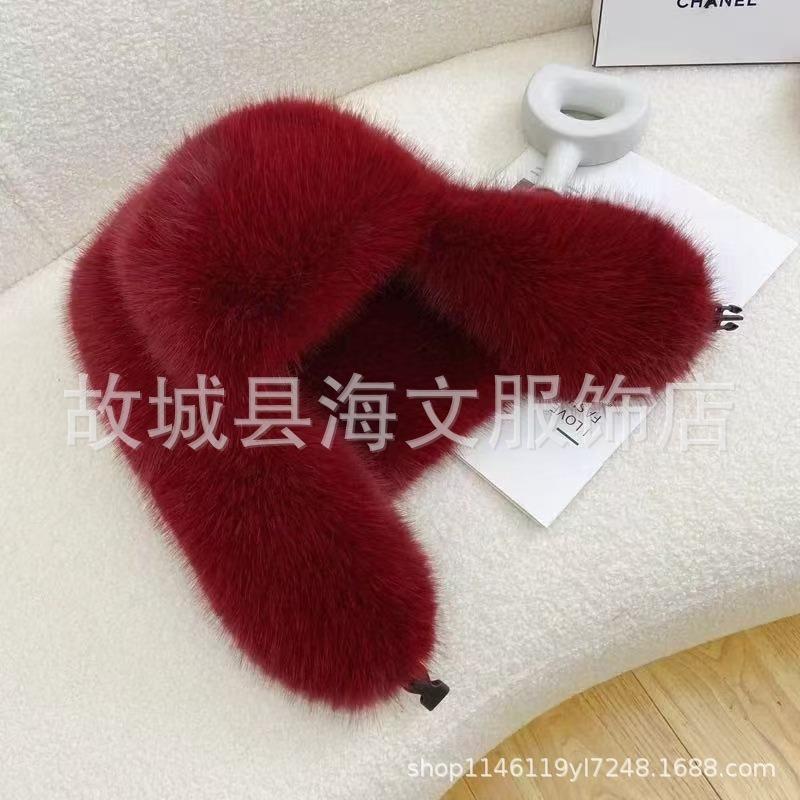 Blue imitation fox female winter plush northern skiing cold-proof warm ear protection hat fleece thickened hat