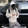 Unisex Striped Hooded Zip Sweatshirt Loose Fit Casual Couple Outerwear American Retro Style