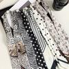 Silk scarf long strip high-end new striped simple decorative scarf hair tie streamer double splicing magnetic silk scarf