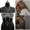 Women's Glass Crystal Beads Body Jewelry Multi Layered Chest Chain Bralette For Music Festival And Photoshoot Costumes