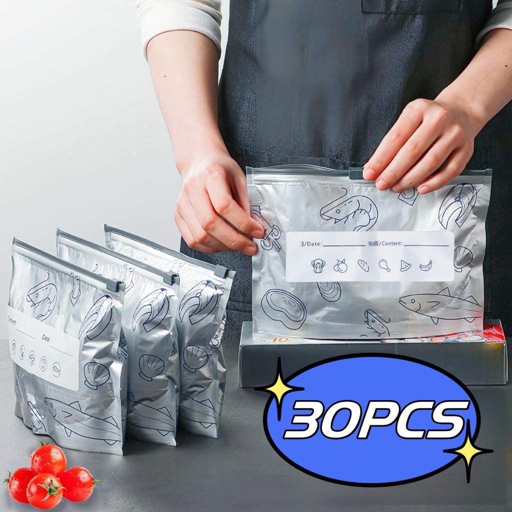 Aluminum Foil Refrigerator Storage Bags Reusable Perfect for Kitchen Organization In The Refrigerator  Zipper Fresh-Keeping Bags