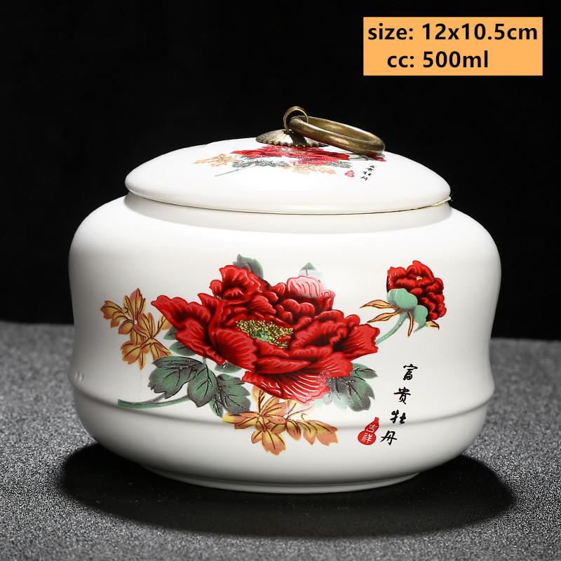Exquisite Flower Patterns Ceramics Tea Caddy Portable Sealed Tea Leaf Containers Travel Tea Bag Storage Box Spice Organizer