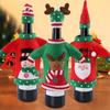 Kreatives Weihnachts-Weinflaschen-Set, goldenes Samtkleid, Weinflaschenhüllen, Ärmel, Weihnachtsmann, Schneemann, Weihnachten, Neujahr, Tischdekoration