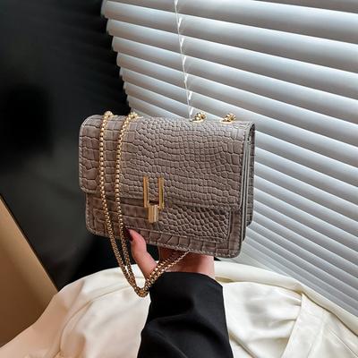Small Bag Women's Summer New Versatile Chain Messenger Bag Crocodile Pattern High-end Small Square Bag