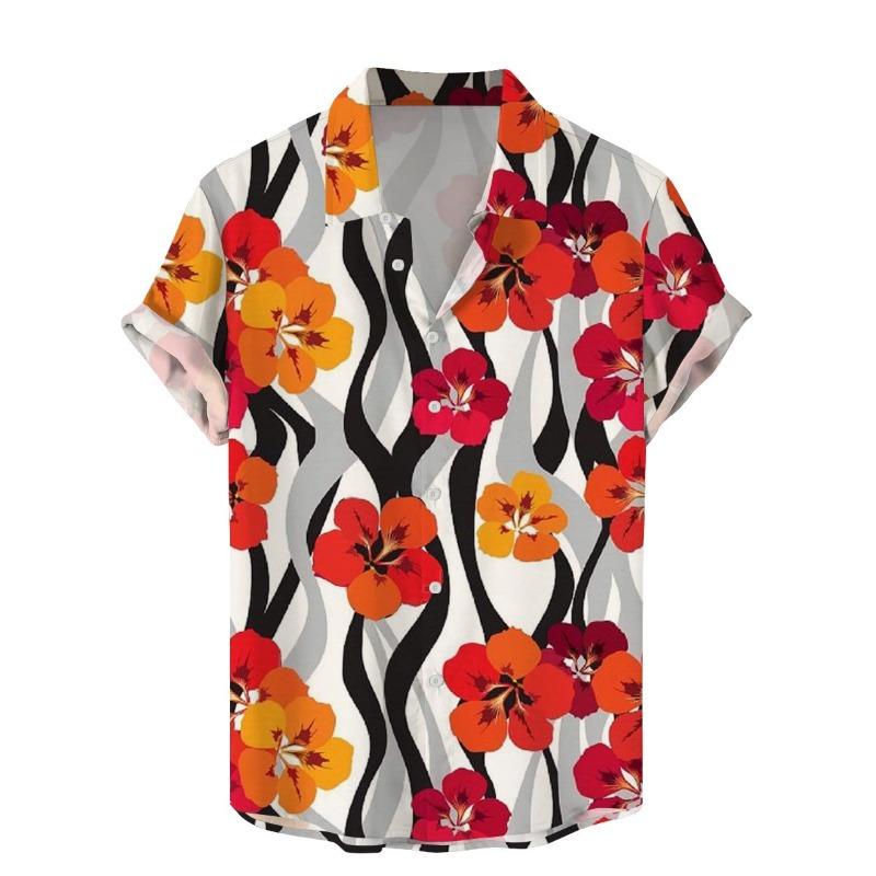 Men's Shirt Tropical Plants Pattern 3D Print Tops Summer Casual Holiday Shirt New Button Lapel Short Sleeves Unisex Clothing