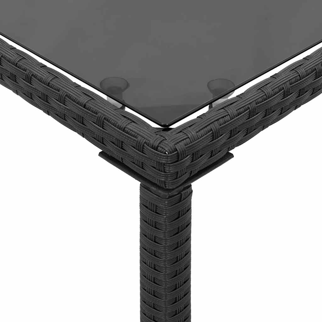 5 Piece Outdoor Dining Set with Cushions Black Poly Rattan