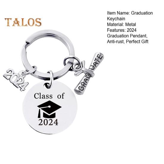 2024 Afstuderen sleutelhanger inspirerende middelbare school afgestudeerden roestvrij staal gegraveerd liefde moeder afstuderen seizoen sleutelhanger hanger