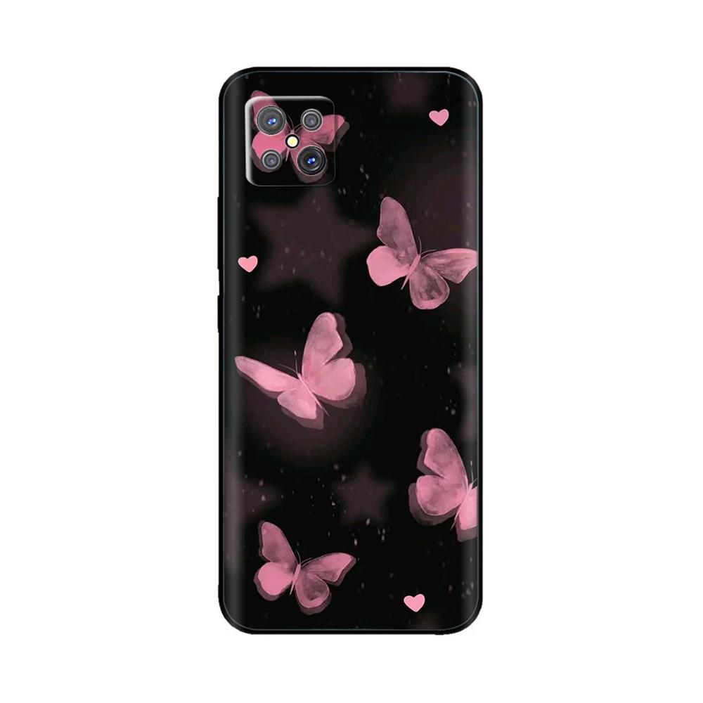 For Oppo Reno4 Z 5G Case Cute Cartoon Painted Black Silicone Soft TPU Back Cover For OPPO A92S Phone Back Bumper Shell Bag Coque