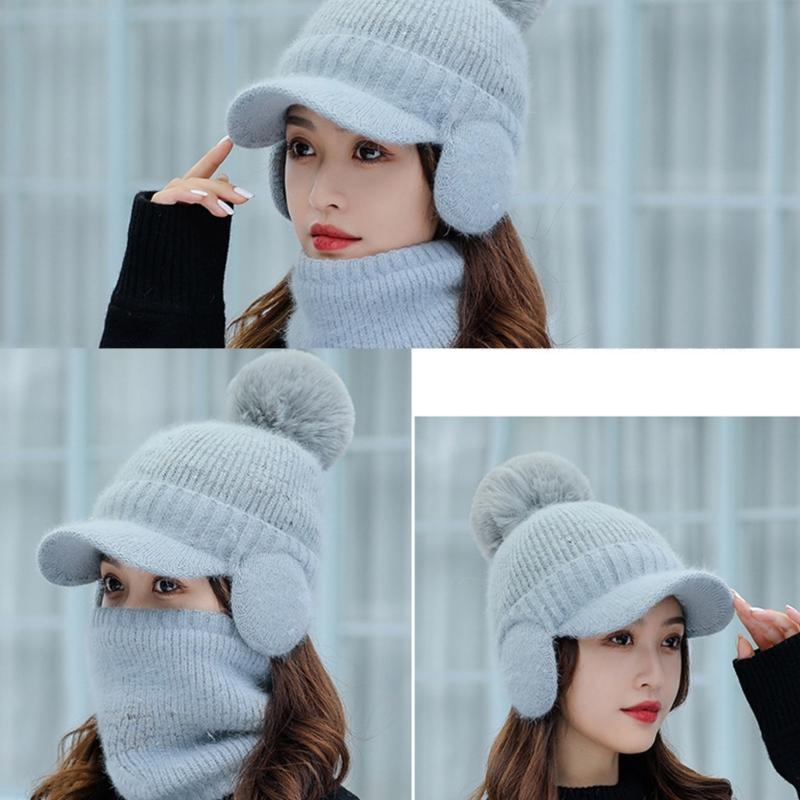 Hat Balaclava Set Beanie Scarf Set Winter Warm Knit Hat Scarf Set Skullies Beanie Men Ear Head-Neck Cover Ski Beanie Hat