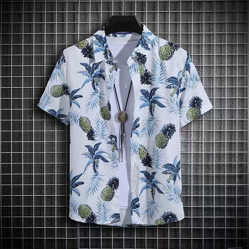 Hawaiian Short Sleeve Shirts For Men Summer Anime Style Graphic Print Cartoon Floral Oversized Original Harajuku Luxury Goth New