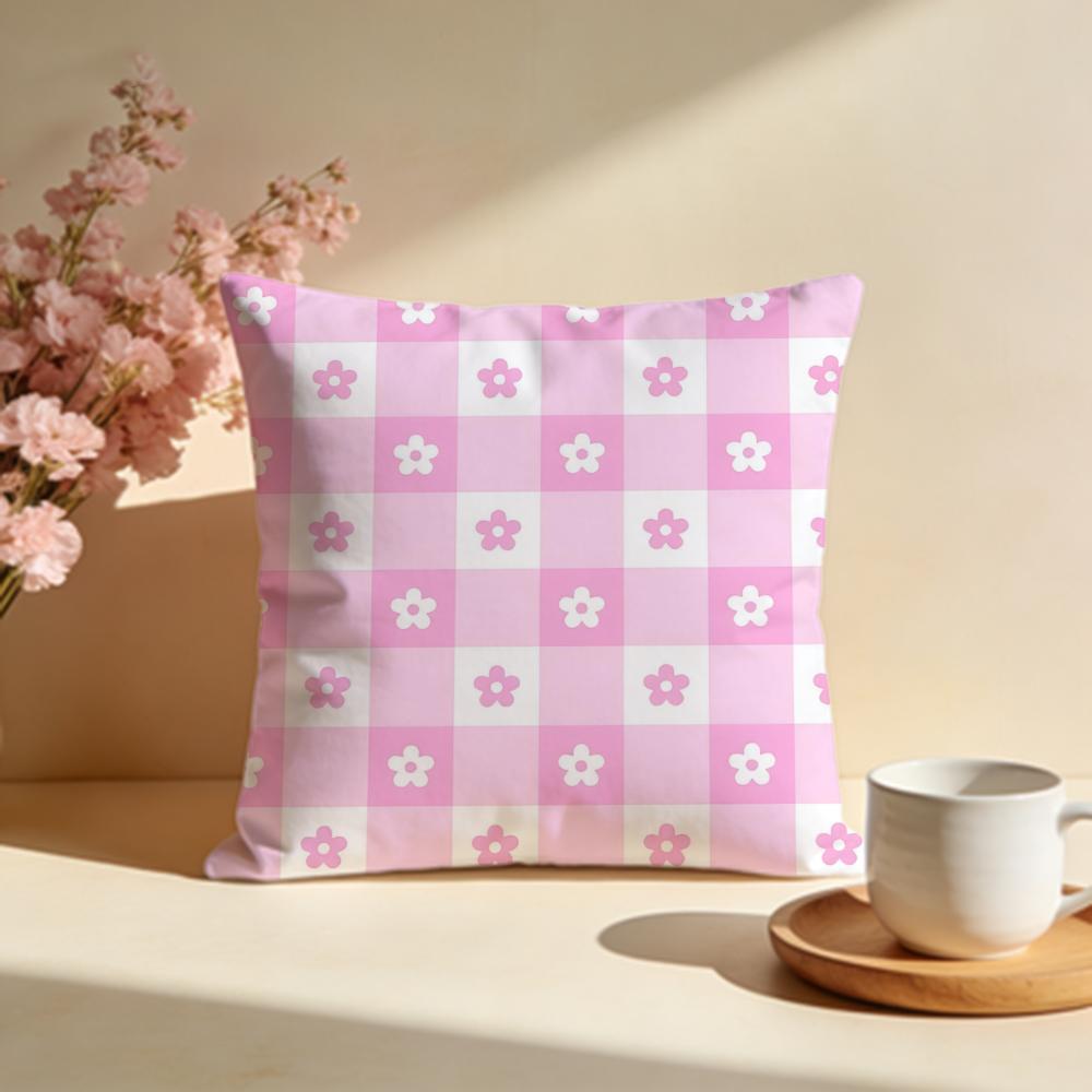 Sunny Spring Pastel Gingham Cushion Cover Soft Pillow Cases for Home Bedroom Living Room Sofa