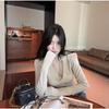 Women's Lace Patchwork V-neck Long-sleeve Top - Autumn/Winter Sexy Slim-fit Base Layer