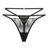 Dame Tanga i Mesh med Broderi - Sexy, Pustende, Hul Design