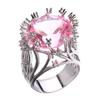 Bague en Acier Inoxydable Pour Femmes Mode Personnalité Zircon Rose Forme de Branche Bague de Doigt Féminine