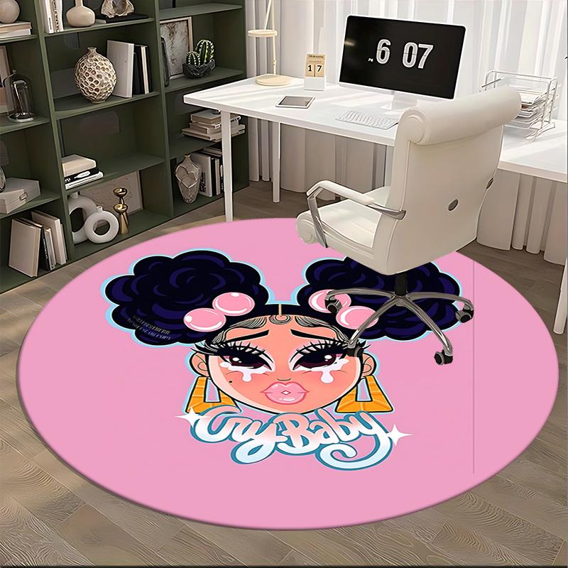 Cry Baby Chair Mat - Round Carpet for Home Decor, Office Use, Bedroom