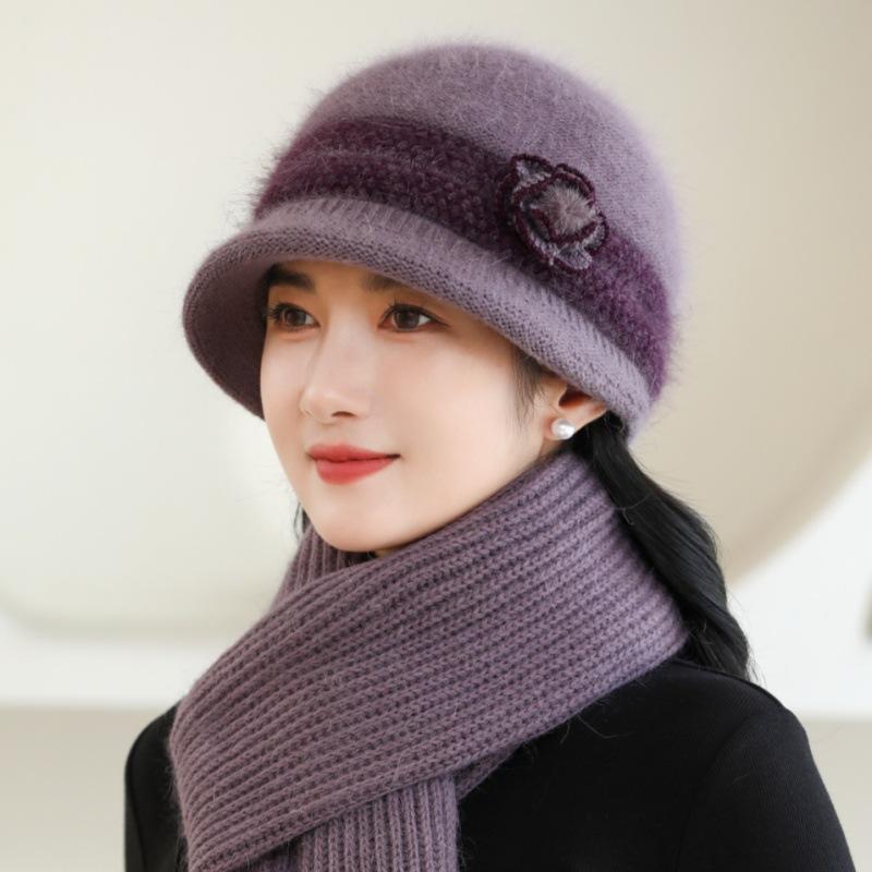 

Шапка женская зимняя из искусственного меха кролика шерстяная шапка флисовая термобельё шапка hat only