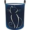 Cat Sketch Print Laundry Basket Circular Laundry Hamper With Handles Waterproof Dirty Clothes Storage Basket For Bedroom
