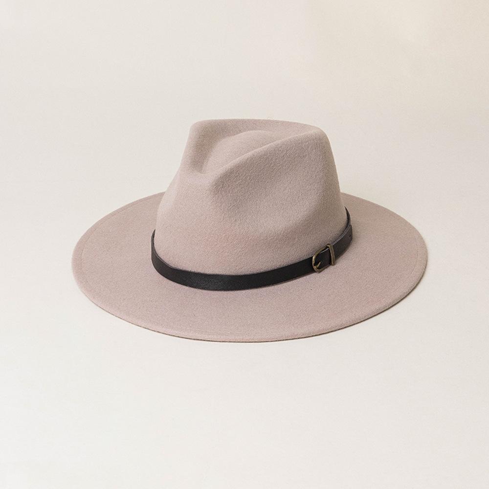 Autumn and winter new fashion casual belt buckle decorative wool woolen jazz hat shopping stage retro wool felt top hat