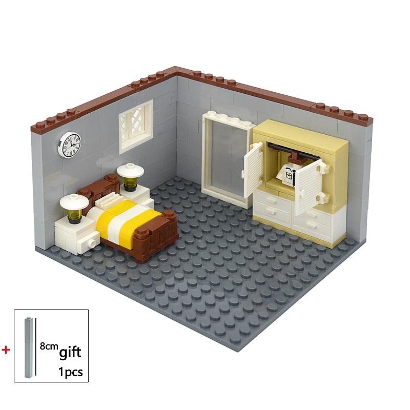 City House Building Blocks Toys MOC Furniture Model Bricks Bedroom Living Room Bathroom Pool Table Study-room For Children Gifts
