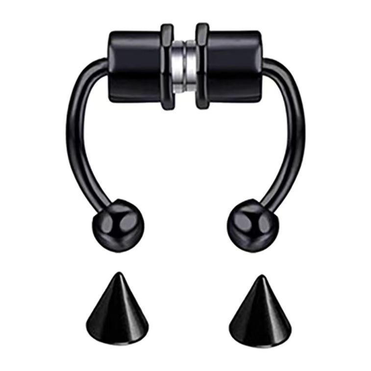 Stainless Steel Magnetic Nose Ring - Non-Piercing Hoop & Stud Clip Jewelry