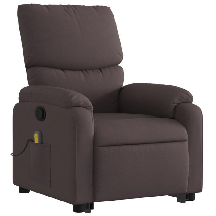 VidaXL Fauteuil inclinable de massage Marron foncé Tissu 3204841