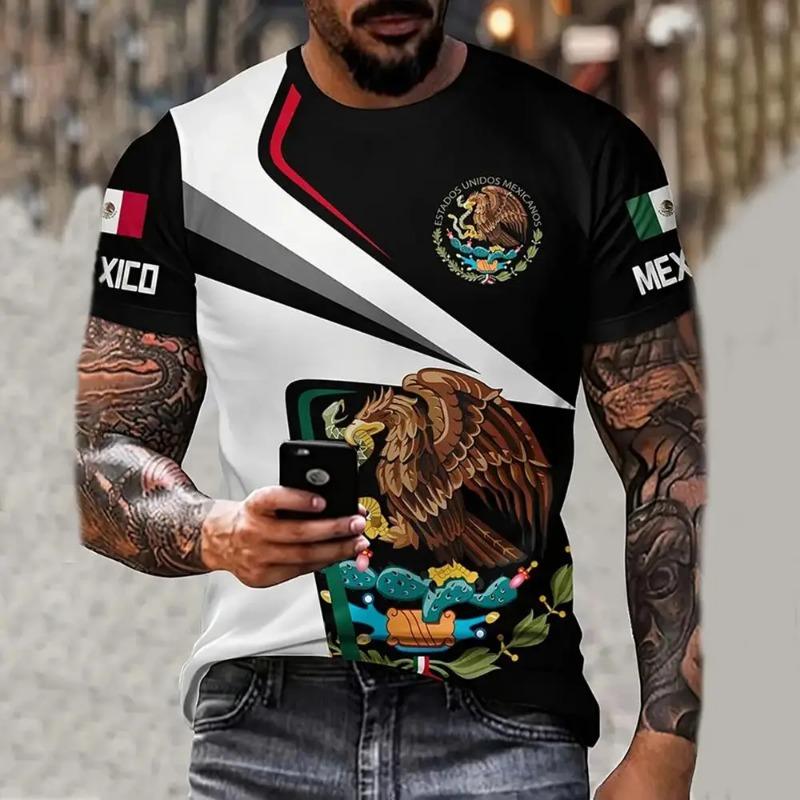 Meksyk Koszulka Męska Moda Wzór z Nadrukiem 3D Krótki Rękaw Oversize T-shirt Rekreacyjny Okrągły Dekolt Tee Streetwear