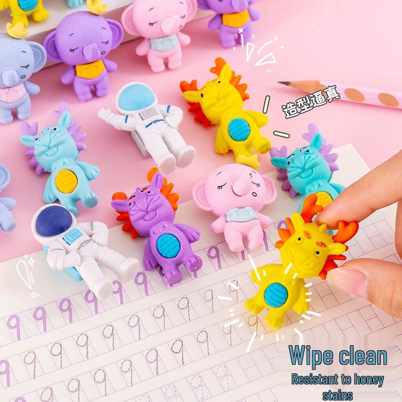 Cute Cartoon Astronaut Animal-Shaped Erasers for Students