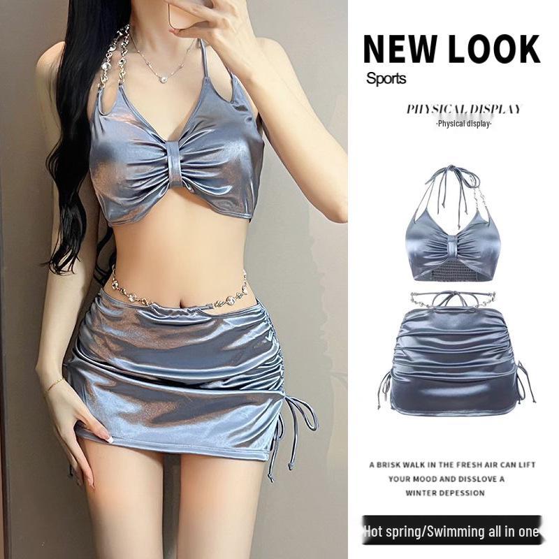 Women's Sporty Split Swimsuit: Conservative, High-End, Anti-Exposure Flat-Leg Design