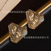 Middle Aged Heavy Industry Earrings With A Sense Of Luxury Exaggerated Retro Style High-end Goods Vintage Isolated Item Gold Crane Relief