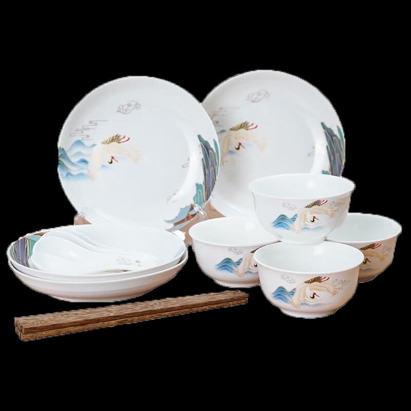 Mici Auspicious Crane 16-Piece Ceramic Tableware Set