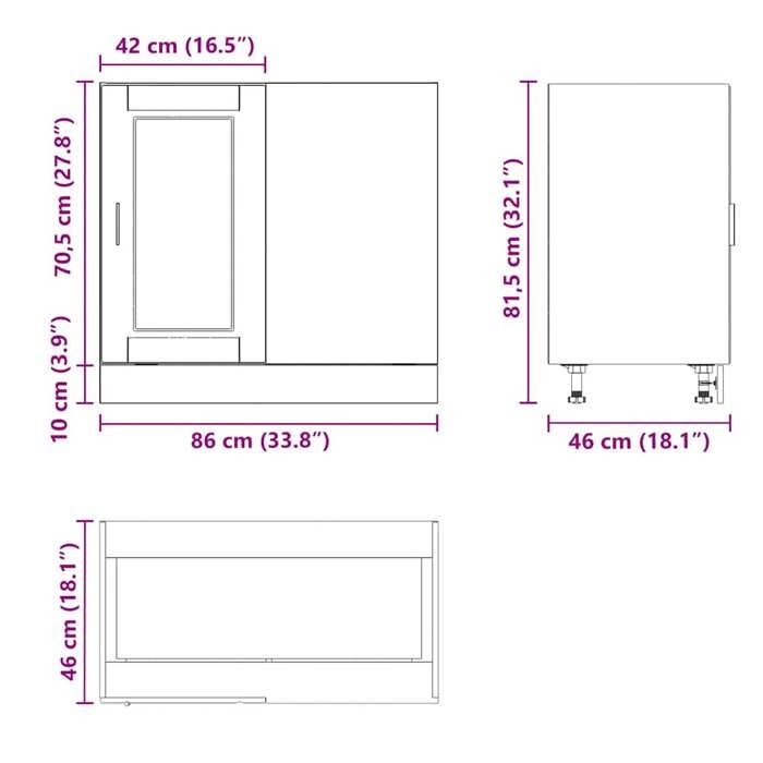 VidaXL Kitchen Cabinet Porto Artisan Oak Engineered Wood, Sink Cabinet, Kitchen Sink Base Cabinet, Cabinet 854307