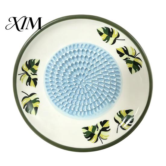 Ginger Grinder Tool Ceramic Garlic Grater Plate, Manual Masher for Kitchen, Non Slip Grinding Dish Quick Puree Maker Chili And Nuts, Kitchen